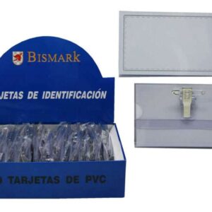 bismark portanombres con pinza y alfiler medidas 9,5x5,7cm uñero para facil intercambio de las etiquetas transparente