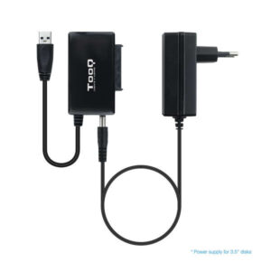 tooq adaptador usb 3.0 usb a a sata para discos duros de 2.5” y 3.5” con alimentador color negro