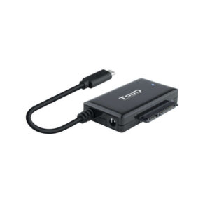 tooq adaptador usb 3.0 usb c a sata para discos duros de 2.5” y 3.5” con alimentador color negro