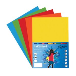 fabrisa pack de 50 cartulinas 180 g/m² tamaño a4 colores fuertes surtidos