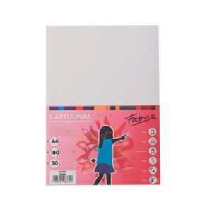 fabrisa pack de 50 cartulinas 180 g/m² tamaño a4 color blanco