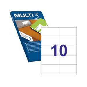 multi3 pack de 5.000 etiquetas blancas cantos rectos tamaño 105.0x57.0mm con adhesivo permanente para multiples usos