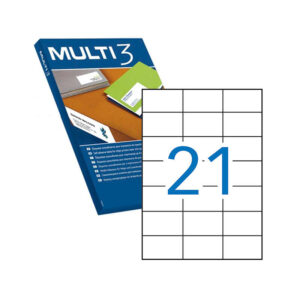 multi3 pack de 10.500 etiquetas blancas cantos rectos tamaño 70.0x42.4mm con adhesivo permanente para multiples usos