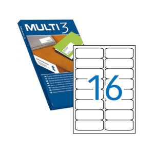 multi3 pack de 8.000 etiquetas tamaño 99.1x34mm 500 hojas por 16 etiquetas adhesivo permanente cantos romos color blanco