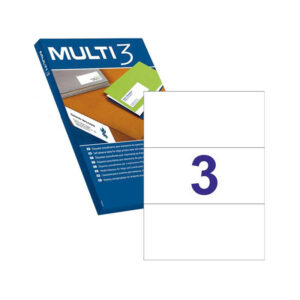 multi3 pack de 300 etiquetas blancas cantos rectos tamaño 210.0x99.0mm con adhesivo permanente para multiples usos