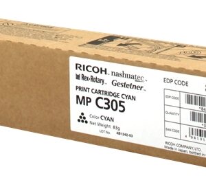 ricoh aficio mp c305/mp c305spf cyan cartucho de toner original 842082/841595/mpc305e