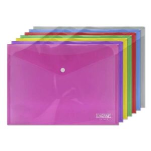 ingraf pack de 10 sobres con cierre de broche polipropileno tamaño a4 colores surtidos