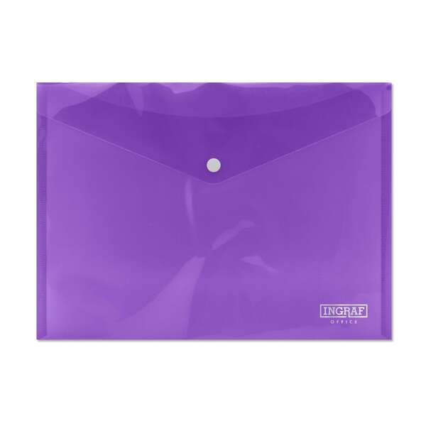 ingraf sobre portadocumentos a4 cierre de broche polipropileno cristal transparente color lila
