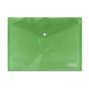 ingraf sobre portadocumentos a4 cierre de broche polipropileno cristal transparente color verde