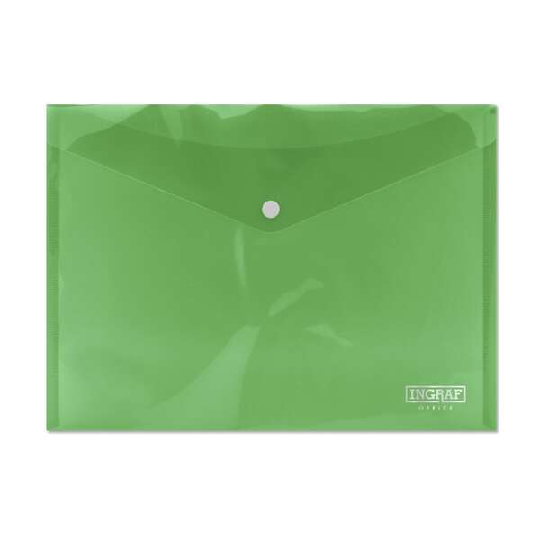 ingraf sobre portadocumentos a4 cierre de broche polipropileno cristal transparente color verde