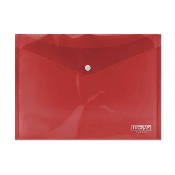 ingraf sobre portadocumentos a4 cierre de broche polipropileno cristal transparente color rojo