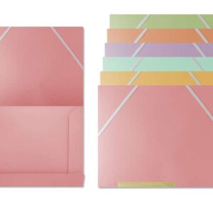 bismark pack de 6 carpetas de solapa polipropileno tamaño a4 cierre con gomas colores surtidos pastel