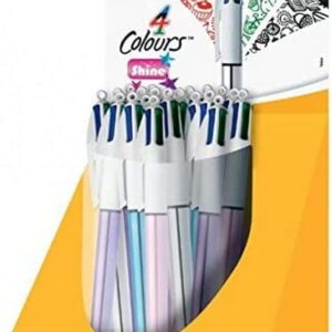 bic 4 colours shine expositor de 20 boligrafos de bola retractil punta media de 1.0mm tinta con base de aceite cuerpo de colores metalicos surtidos 4 colores