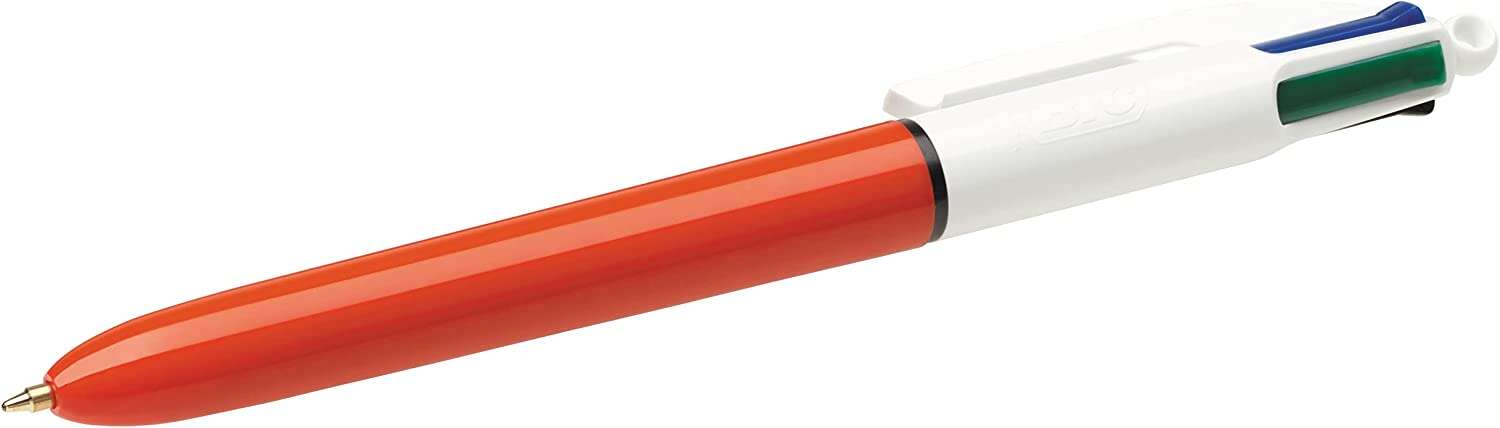 bic 4 colours original fine boligrafo de bola retractil punta de 0.8mm trazo de 0.36mm tinta con base de aceite cuerpo naranja/blanco 4 colores