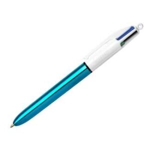 bic 4 colours shine boligrafo de bola retractil punta de 1mm trazo de 0.4mm tinta con base de aceite cuerpo azul metalizado/blanco 4 colores