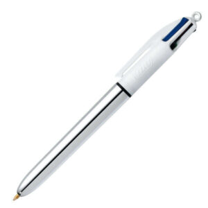 bic 4 colours shine boligrafo de bola retractil punta de 1mm trazo de 0.4mm tinta con base de aceite cuerpo plata/blanco 4 colores