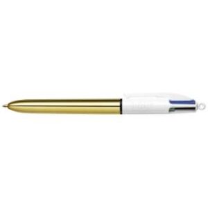 bic 4 colours shine boligrafo de bola retractil punta de 1mm trazo de 0.4mm tinta con base de aceite cuerpo oro/blanco 4 colores