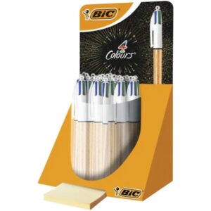 bic 4 colours frozen expositor de 30 boligrafos de bola retractiles punta media de 1.0mm tinta con base de aceite diseño efecto congelado 4 colores
