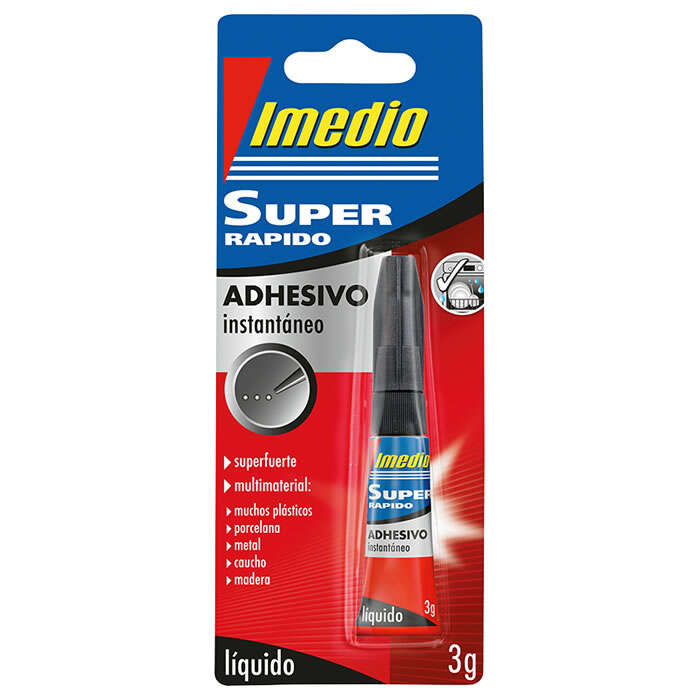 imedio super rapido pegamento instantaneo 3gr superrapido y extrafuerte ideal para pegar pequeñas superficies multimaterial transparente