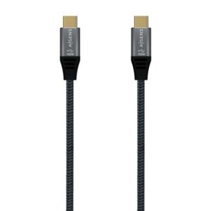aisens cable usb 3.2 gen2x2 aluminio 20gbps 8k@30hz 5a 100w e mark, tipo usb c/m usb c/m 1.5m color gris