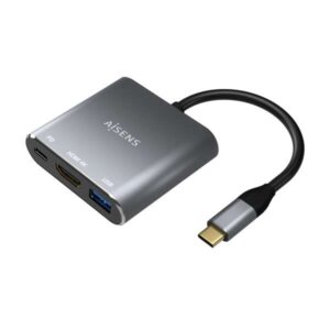 aisens conversor usb c a hdmi/usb c/tipo a usb 3.0, 3 en 1 15cm color gris