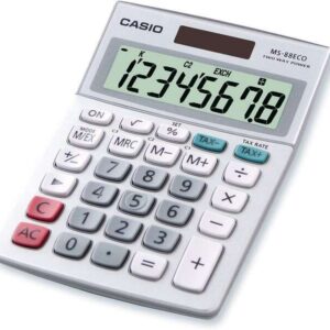 casio ms88eco calculadora de escritorio financiera conversion de moneda calculo de impuestos pantalla lcd de 8 digitos solar y pilas