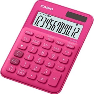 casio ms 7uc calculadora de escritorio 10 digitos tecla doble cero marcadores de coma de 3 digitos pulsacion de teclas simultanea alimentacion solar y pilas color fucsia