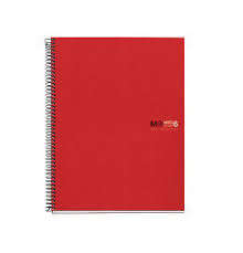 miquel rius notebook6 cuaderno de espiral formato a5 150 hojas de 70gr microperforadas con 2 taladros cubiertas de polipropileno cuadricula 5x5 color rojo