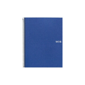 miquel rius notebook6 cuaderno de espiral formato a5 150 hojas de 70gr microperforadas con 2 taladros cubiertas de polipropileno cuadricula 5x5 color azul