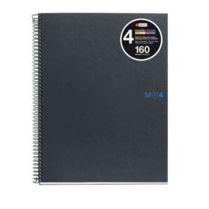 miquel rius notebook4 cuaderno de espiral formato a4 160 hojas lisas microperforadas con 4 taladros cubiertas de carton extraduro color gris oscuro