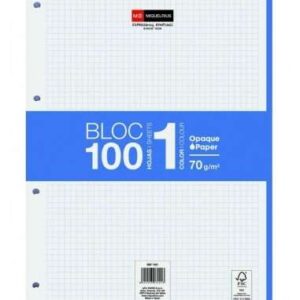 miquel rius bloc1 bloc encolado formato a4 100 hojas de 70gr con 4 taladros banda de las hojas azul base de carton cuadricula 5x5