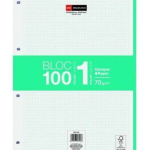 miquel rius bloc1 bloc encolado formato a4 100 hojas de 70gr con 4 taladros banda de las hojas turquesa base de carton cuadricula 5x5