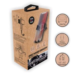 techonetech soporte de coche para smartphones hasta 6.5" por gravedad fijacion a salida de ventilacion