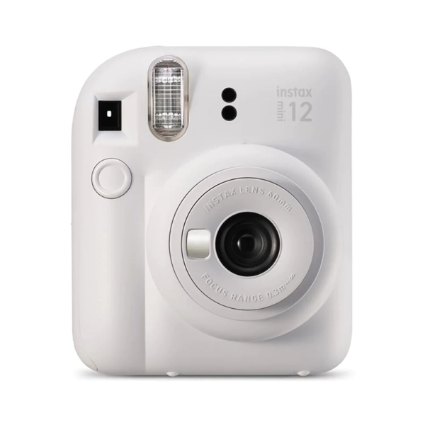 fujifilm instax mini 12 clay white camara instantanea tamaño de imagen 62x46mm flash auto exposicion automatica mini espejo para selfies modo primer plano