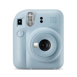 fujifilm instax mini 12 pastel blue camara instantanea tamaño de imagen 62x46mm flash auto exposicion automatica mini espejo para selfies modo primer plano