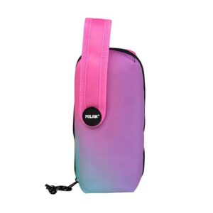milan sunset pink pack de 4 estuches portatodo con contenido de serie contenido: goma de borrar, 2 sacapuntas, lapiz de grafito hb, 3 boligrafos capsule, regla de 15cm, 12 lapices de colores ergo y 12 rotuladores