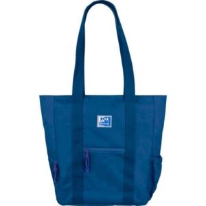 oxford tote b trendy bolso de mano bolsillo frontal y laterales compartimento para portatil/tablet cierre de cremallera tamaño 34x31x12cm color azul marino