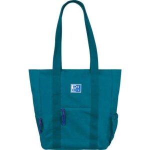 oxford tote b trendy bolso de mano bolsillo frontal y laterales compartimento para portatil/tablet cierre de cremallera tamaño 34x31x12cm color aqua