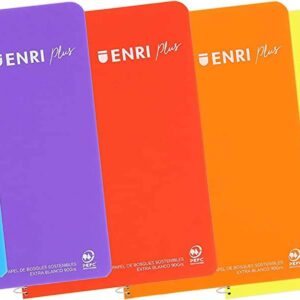 enri plus cuaderno espiral formato folio 1 linea 80 hojas 90gr con margen cubierta de plastico colores surtidos