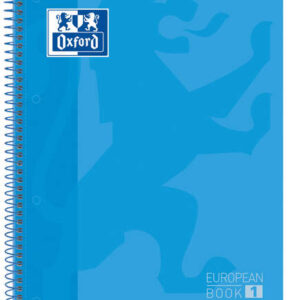 oxford europeanbook 1 cuaderno espiral formato a4+ cuadriculado 5x5mm 80 hojas banda de color tapa extradura brillante color turquesa