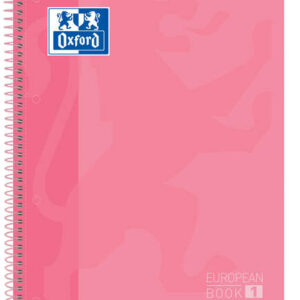 oxford europeanbook 1 cuaderno espiral formato a4+ cuadriculado 5x5mm 80 hojas banda de color tapa extradura brillante color rosa