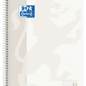 oxford europeanbook 1 cuaderno espiral formato a4+ cuadriculado 5x5mm 80 hojas banda de color tapa extradura brillante color blanco