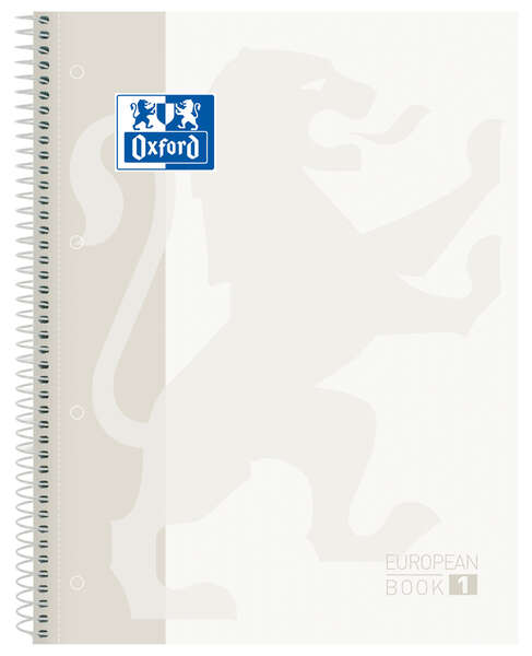 oxford europeanbook 1 cuaderno espiral formato a4+ cuadriculado 5x5mm 80 hojas banda de color tapa extradura brillante color blanco