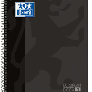 oxford europeanbook 1 cuaderno espiral formato a4+ cuadriculado 5x5mm 80 hojas banda de color tapa extradura brillante color negro