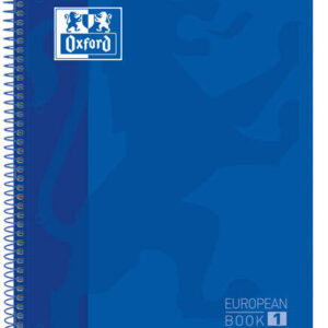 oxford europeanbook 1 cuaderno espiral formato a4+ cuadriculado 5x5mm 80 hojas banda de color tapa extradura brillante color azul marino