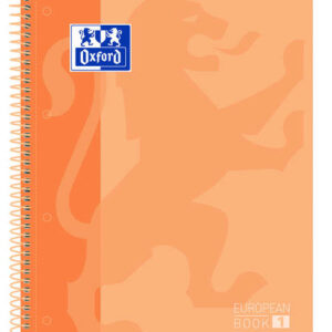 oxford europeanbook 1 cuaderno espiral formato a4+ cuadriculado 5x5mm 80 hojas banda de color tapa extradura brillante color melocoton