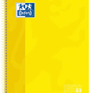 oxford europeanbook 1 cuaderno espiral formato a4+ cuadriculado 5x5mm 80 hojas banda de color tapa extradura brillante color amarillo