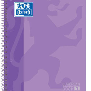oxford europeanbook 1 cuaderno espiral formato a4+ cuadriculado 5x5mm 80 hojas banda de color tapa extradura brillante color malva