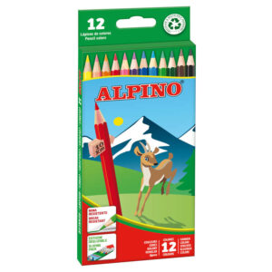 alpino pack de 12 lapices de colores hexagonales mina de 3mm resistente a la rotura bandeja extraible colores surtidos