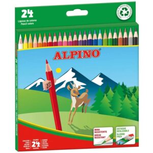 alpino pack de 24 lapices de colores hexagonales mina de 3mm resistente a la rotura bandeja extraible colores surtidos